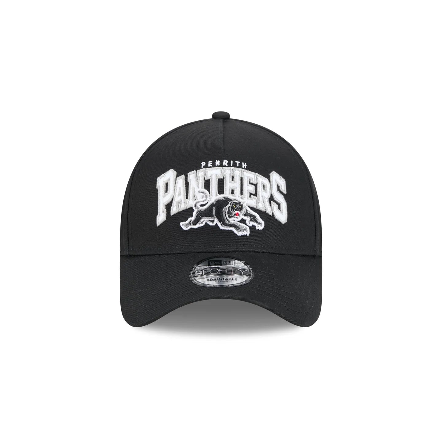 Penrith Panthers Hat - Black Logo Arch 9Forty A-Frame NRL Snapback Cap - New Era